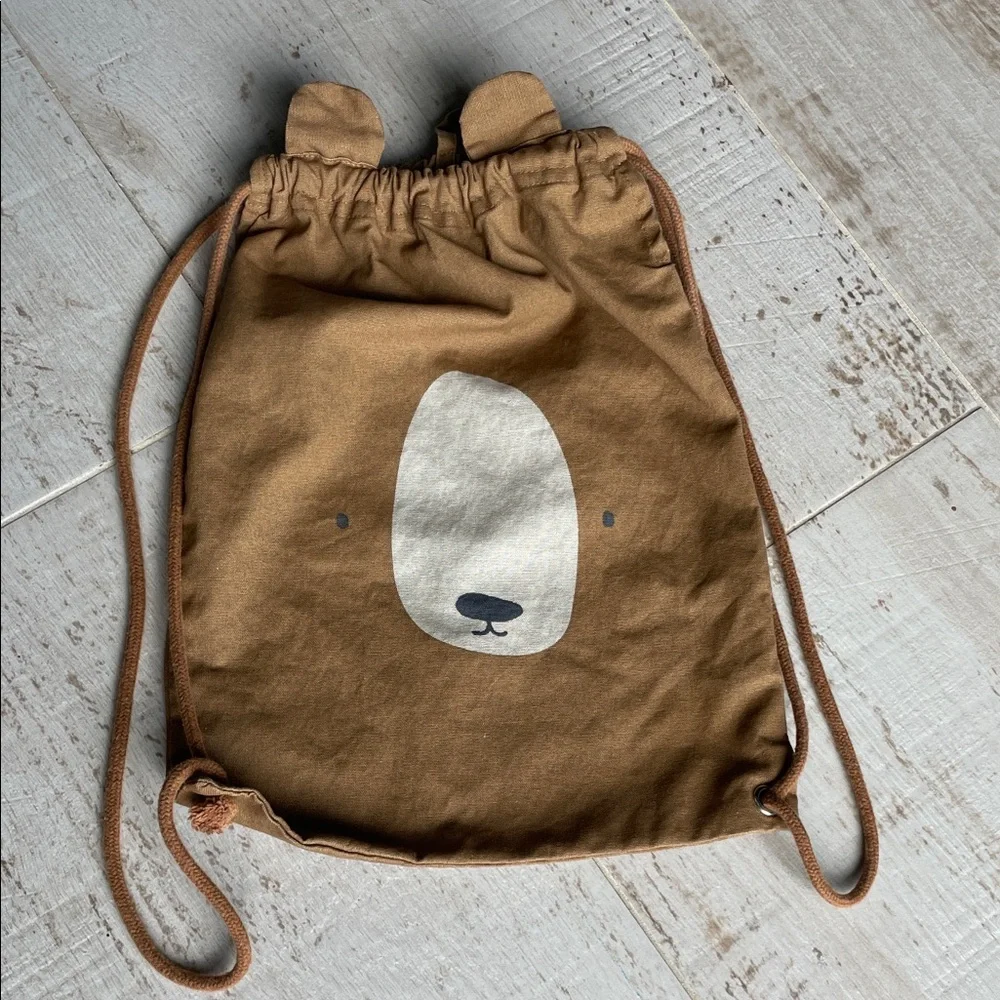 $5💕 H&M HOME Kids Brown Bear Drawstring Bag
